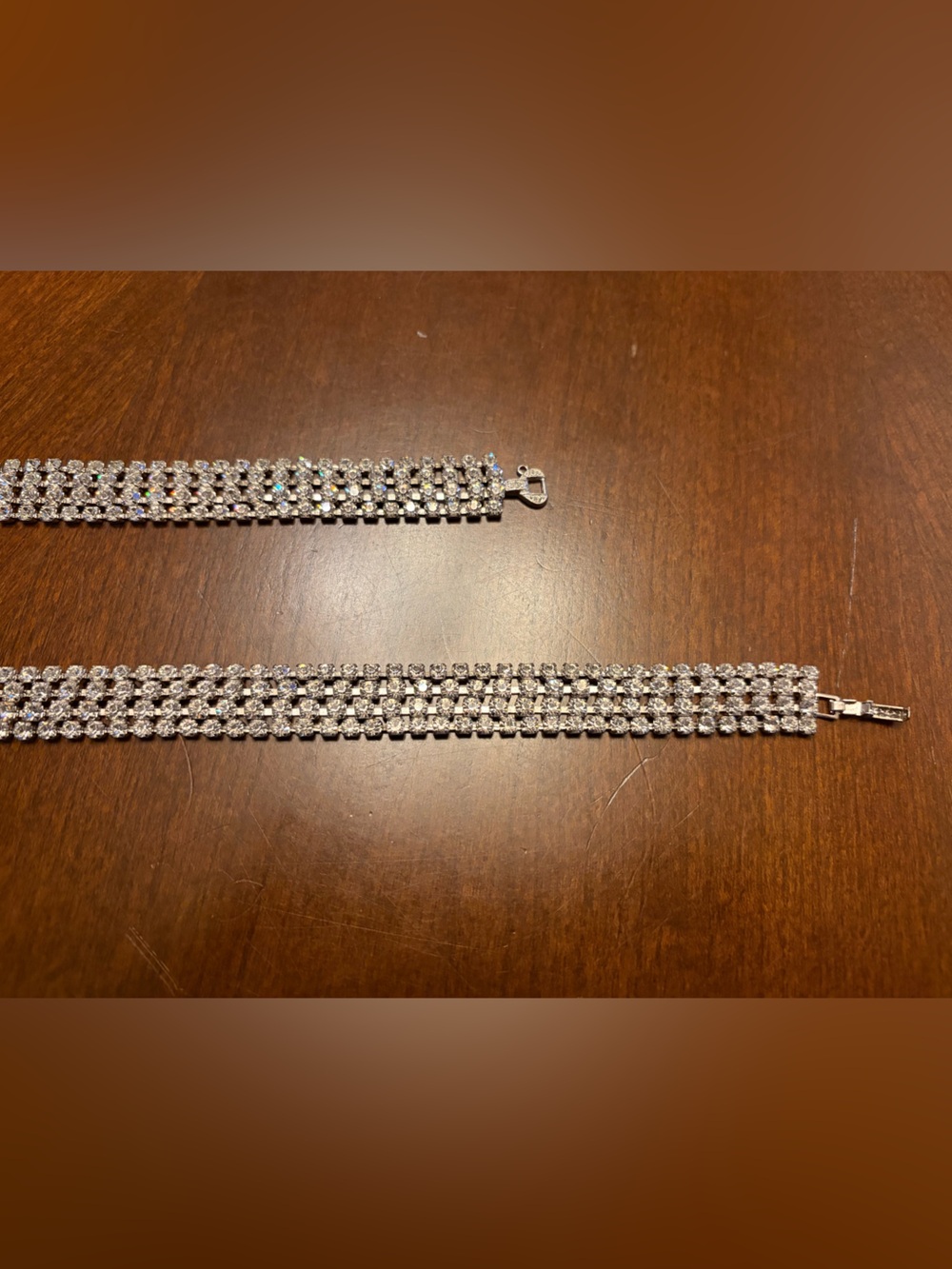 Vintage 60’s Silver Toned Crystal Rhinestone Choker Type Necklace & Bracelet - Picture 3 of 9